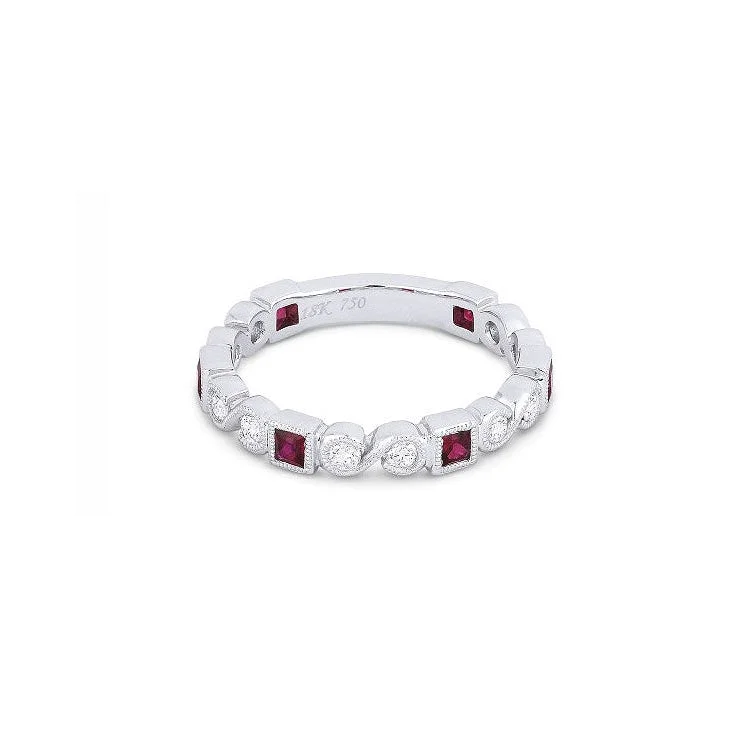 LaViano Fashion 18K White Gold Ruby and Diamond Ring