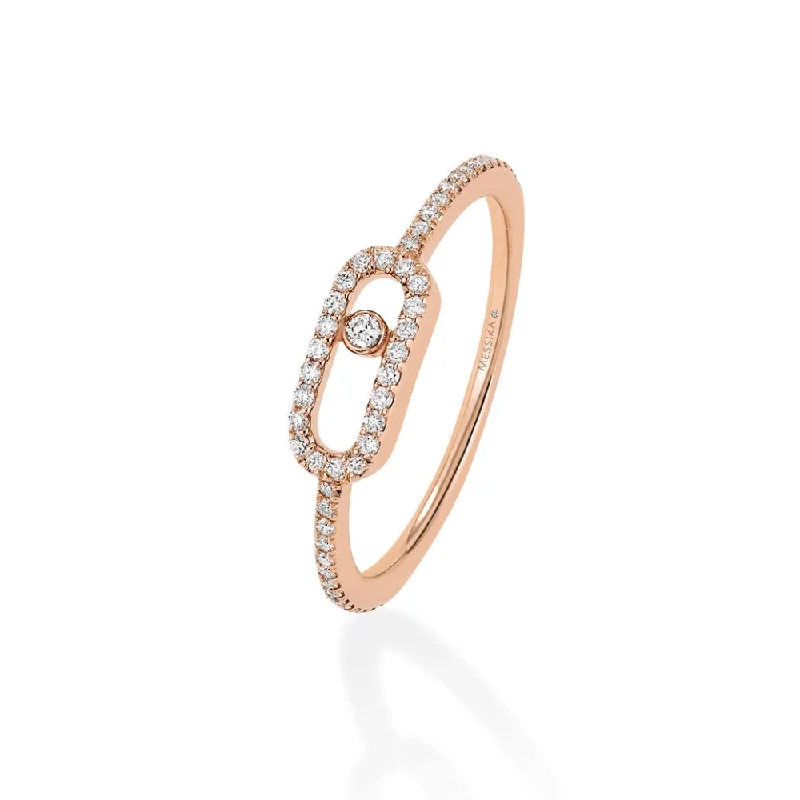 Messika Rose Gold Diamond Ring - MOVE UNO PAVÉ