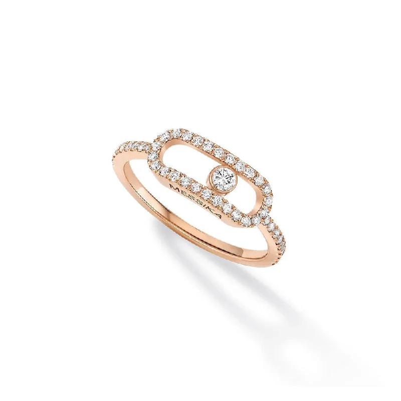 Messika Rose Gold Diamond Ring - MOVE UNO PAVÉE LM