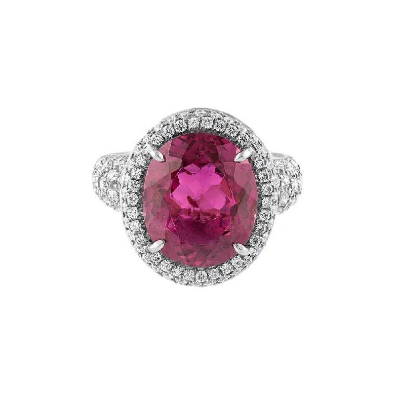 LaViano Bespoke Platinum Rubellite and Diamond Ring