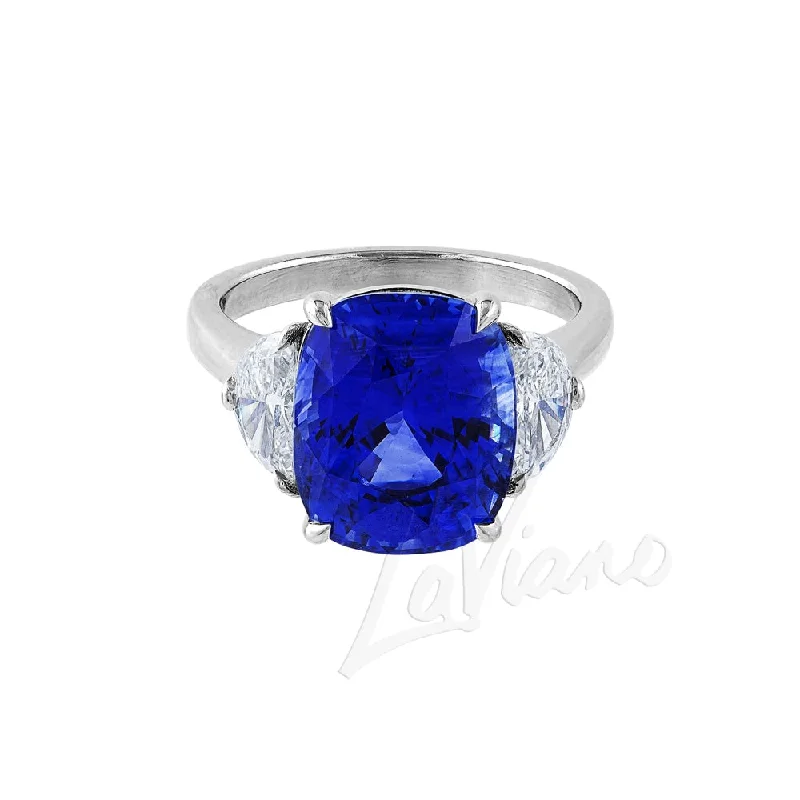 LaViano Bespoke Platinum Sapphire and Diamond Ring