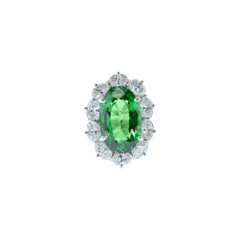 LaViano Bespoke Platinum Tsavorite and Diamond Ring