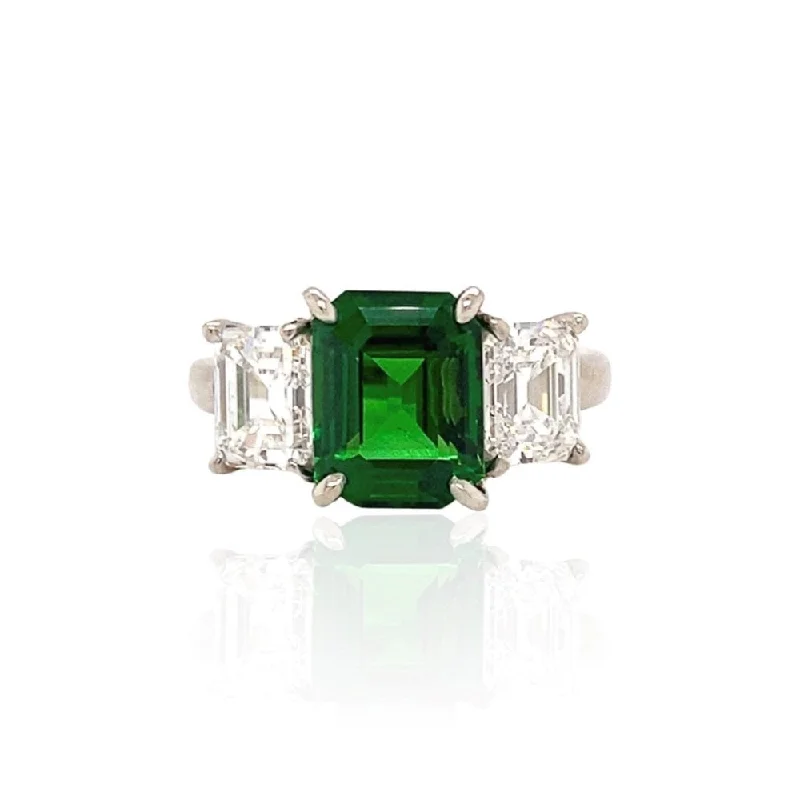 LaViano Bespoke Platinum Tsavorite and Diamond Ring