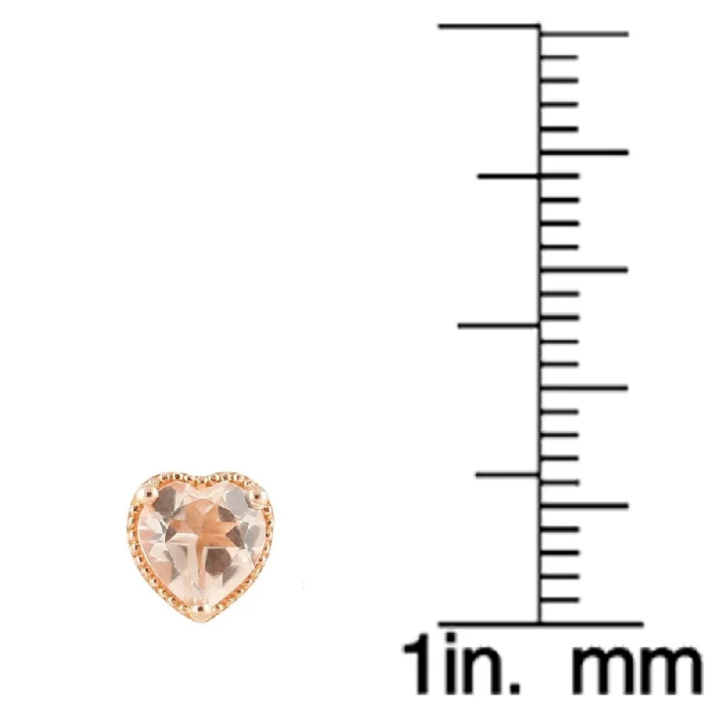 14K Rose Gold Over Sterling Silver 1.3ctw Morganite Stud Earrings - Peach