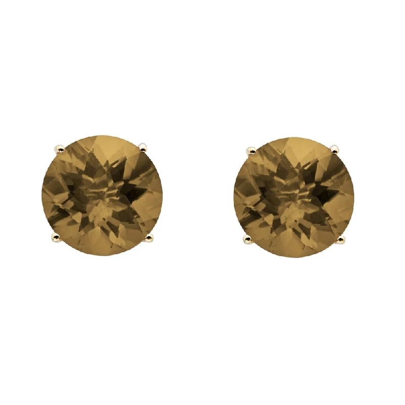 14k Yellow Gold 8mm Round-cut Quartz Stud Earrings