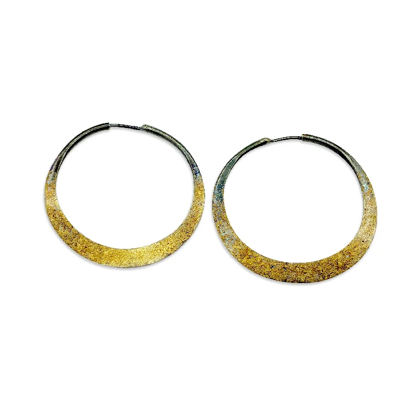 18K Gold Dust Argentium Sterling Silver Hoops