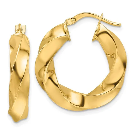 Slow Twist Polished Hoop Earrings in 14K Gold