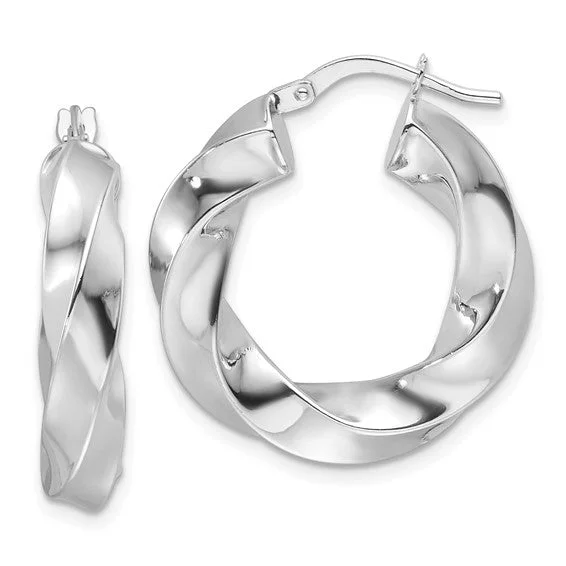 Slow Twist Hoop Earrings in 14K White Gold