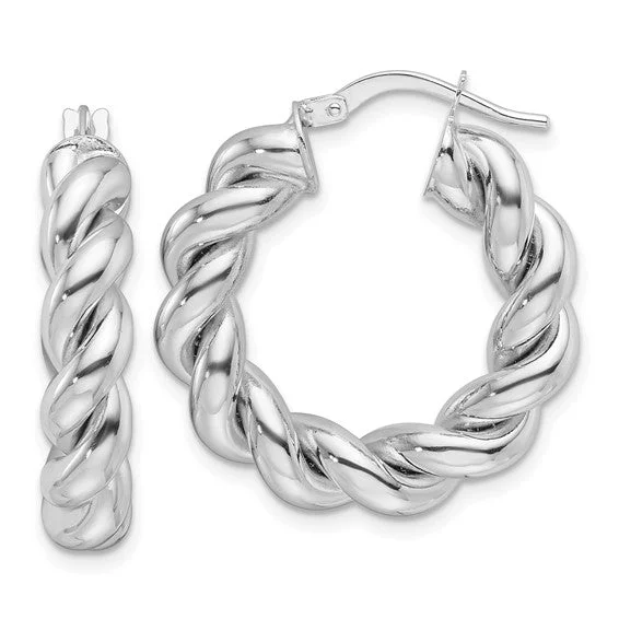 25mm Slow Twist Hoop Earrings in 14K White Gold