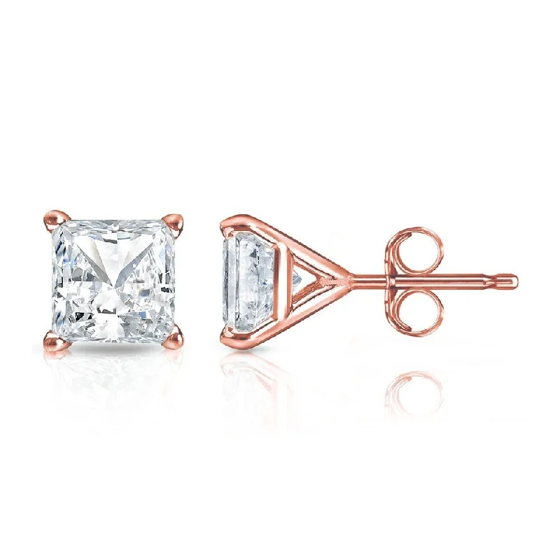 Auriya 1/3ctw Princess-cut Diamond Stud Earrings 14k Gold Martini-set (H-I, SI1-SI2)