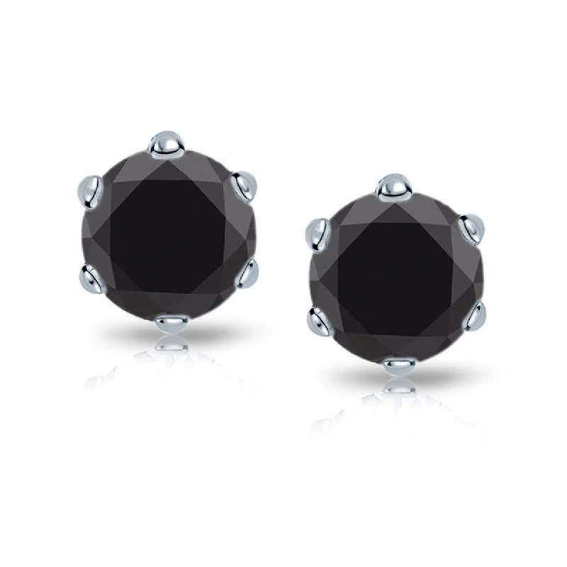 Auriya 14k Gold 2ctw Black Diamond Stud Earrings 6-Prong