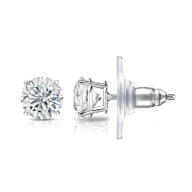 Auriya 14k Gold Certified 2.20 ct. TDW Secure-Lock Round Diamond Stud Earrings