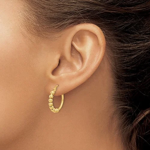 3/4" Woven and Polished  Textured Hoop Earrings in 14K Yellow Gold