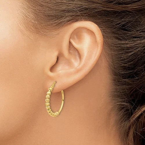 1" Woven and Polished  Textured Hoop Earrings in 14K Yellow Gold