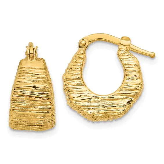 Chunky Textured Hoop Earrings in 14K Yellow Gold