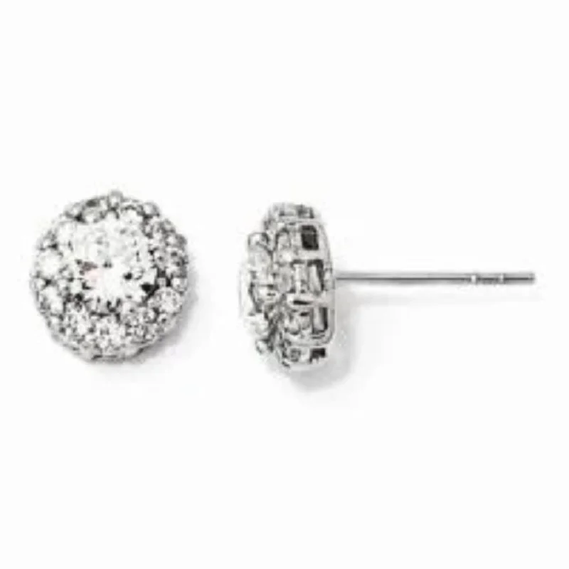 Cheryl M® Halo Journey CZ Post Earrings in Sterling Silver