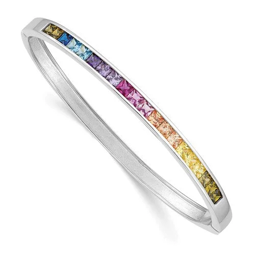 Sterling Silver Plated Hinged Bangle