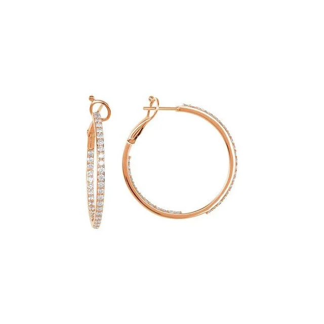 Inside Out Hoop Diamond Earrings 1.33 Ct TCW in 14K Gold