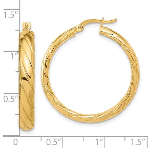 32mm (1.25") 14K Yellow Gold Twisted Hoop Earrings