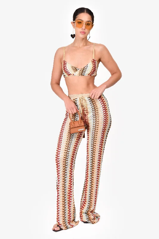 Alexis Multicolour/Gold Knit 'Vanja' Tie Up Bralette + Pants Set Size S