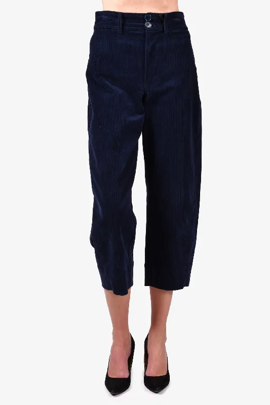 Apiece Apart Navy Corduroy Mari Barrel Pants Size 00