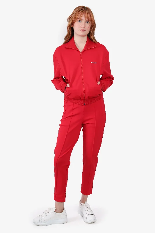 Balenciaga Red Track Zip-Up Jacket with Track Pants Set Size 46/48 Men's