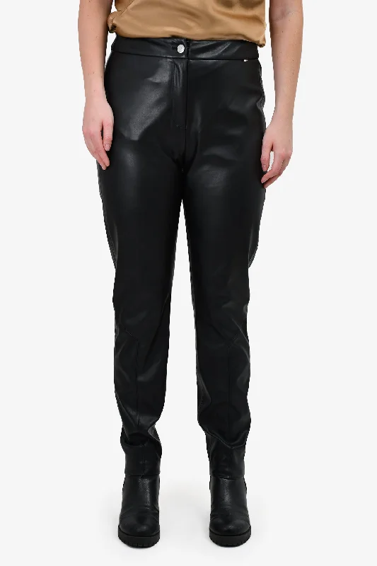 Balmain Vintage Black Leather Straight Leg Pants Size 44