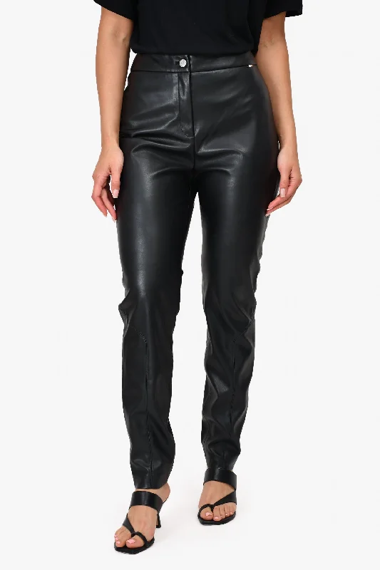 Boss Hugo Boss Black Faux Leather Straight Leg Pants Size 8 US