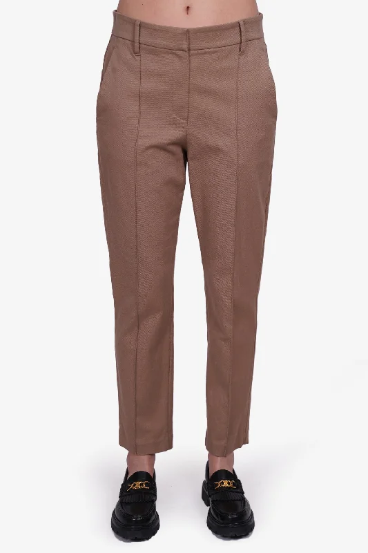 Brunello Cucinelli Beige Cotton Straight Leg Pants Size 44