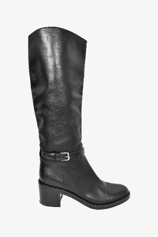 Gianvito Rossi Black Calf Length Riding Boot Size 41