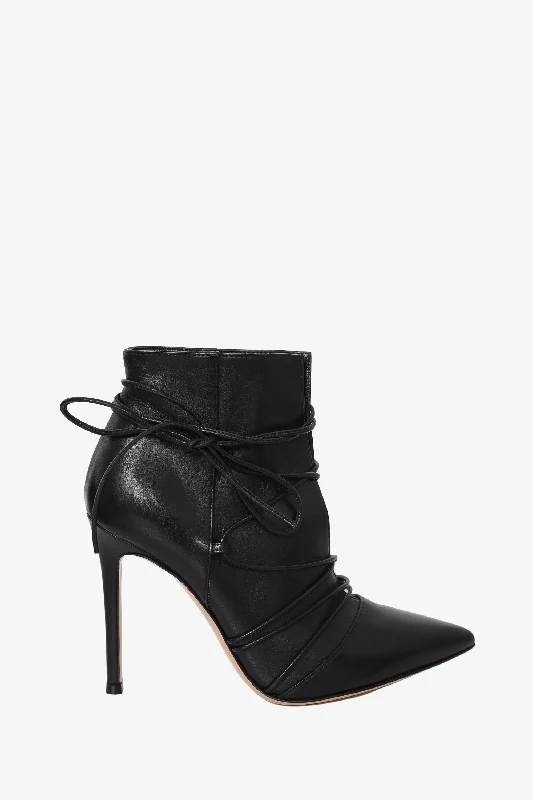 Gianvito Rossi Black Leather Lace-up Ankle Boots Size 35