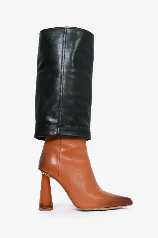 Jacquemus Black/Brown Leather 'Les Bottes Pantalon' Boots Size 36