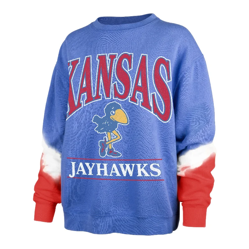 KANSAS JAYHAWKS VINTAGE SLEEVE DYE '47 BOYFRIEND CREW WOMENS