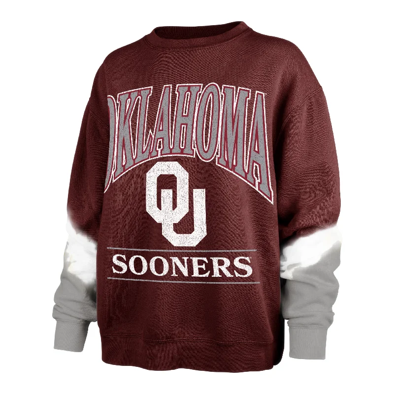 OKLAHOMA SOONERS SLEEVE DYE '47 BOYFRIEND CREW WOMENS