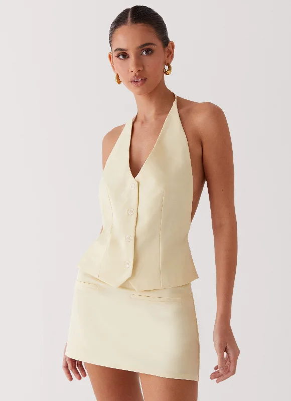 Sarah Halterneck Vest Top - Butter