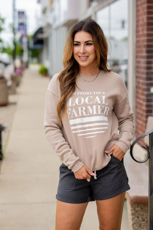 Support Your Local Farmer Underlined Graphic Crewneck