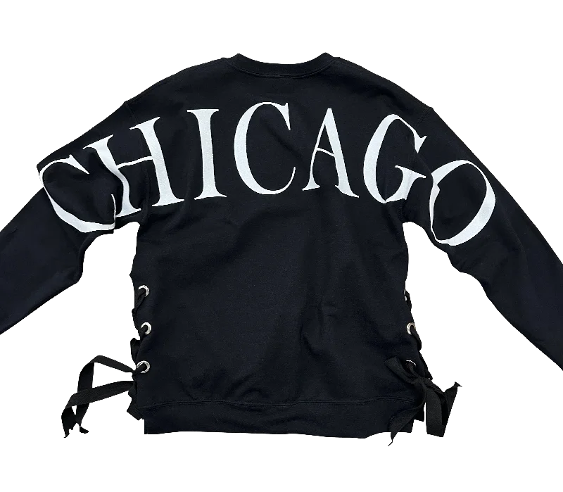 Sweatshirt, Crewneck Black, Big White Chicago w/ Black Ties