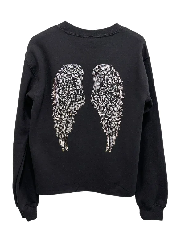 Sweatshirt, Crewneck Black, Iridescent Wings on back