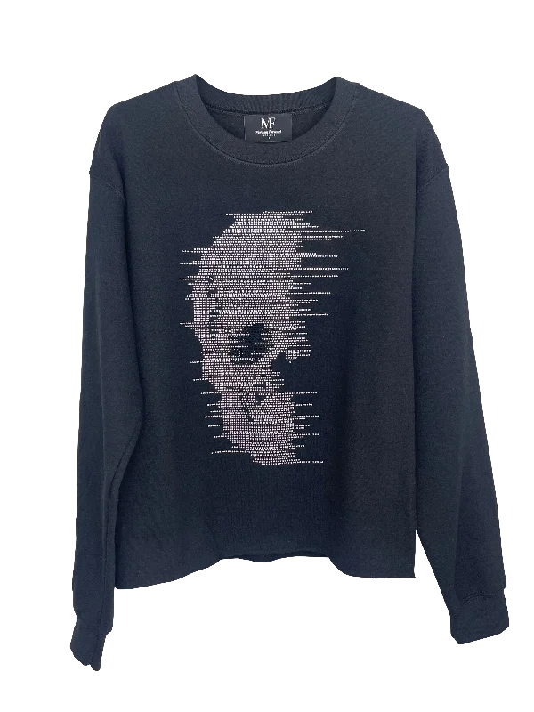 Sweatshirt, Crewneck Black, Silver Faded Skull