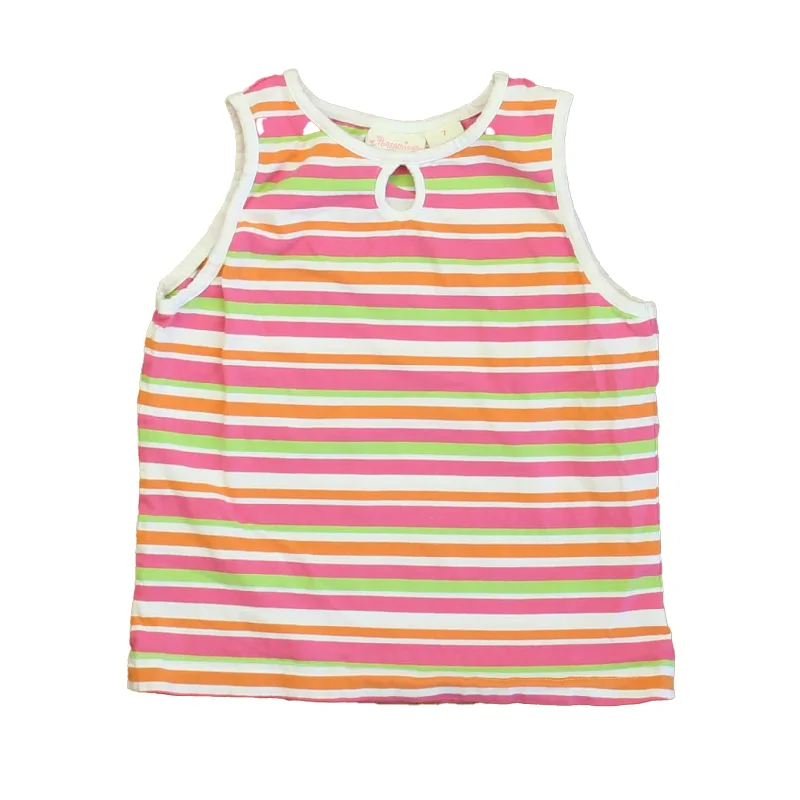 Hartstrings Girls Pink | White | Orange Stripe Tank Top