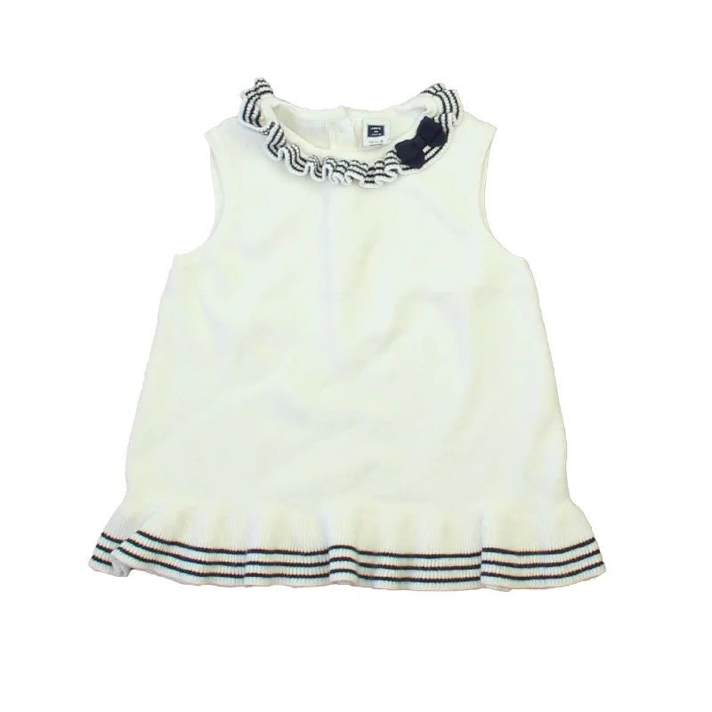 Janie and Jack Girls White | Navy Tank Top