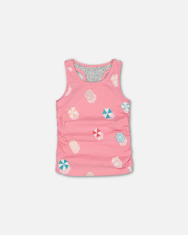 Organic Cotton Gathered Tank Top Bubble Gum Pink