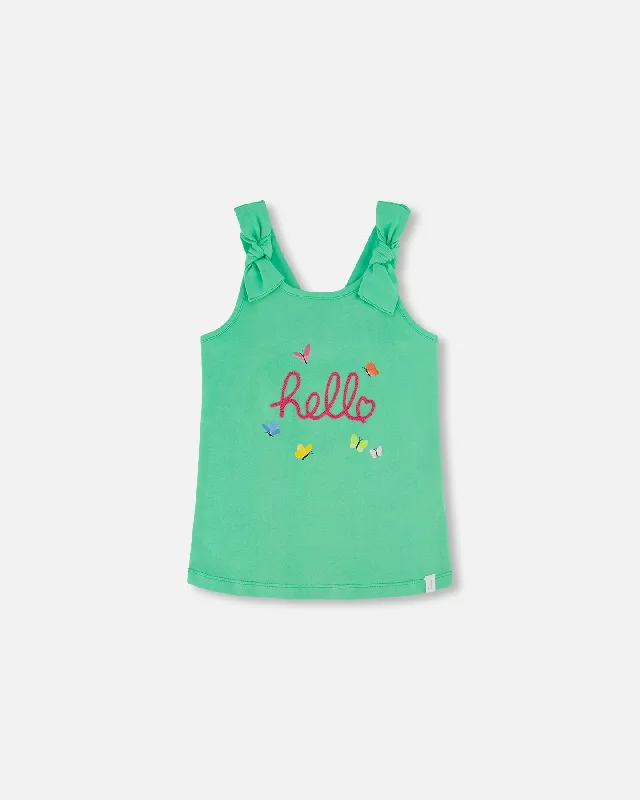 Organic Cotton Tank Top With Print Spring Green