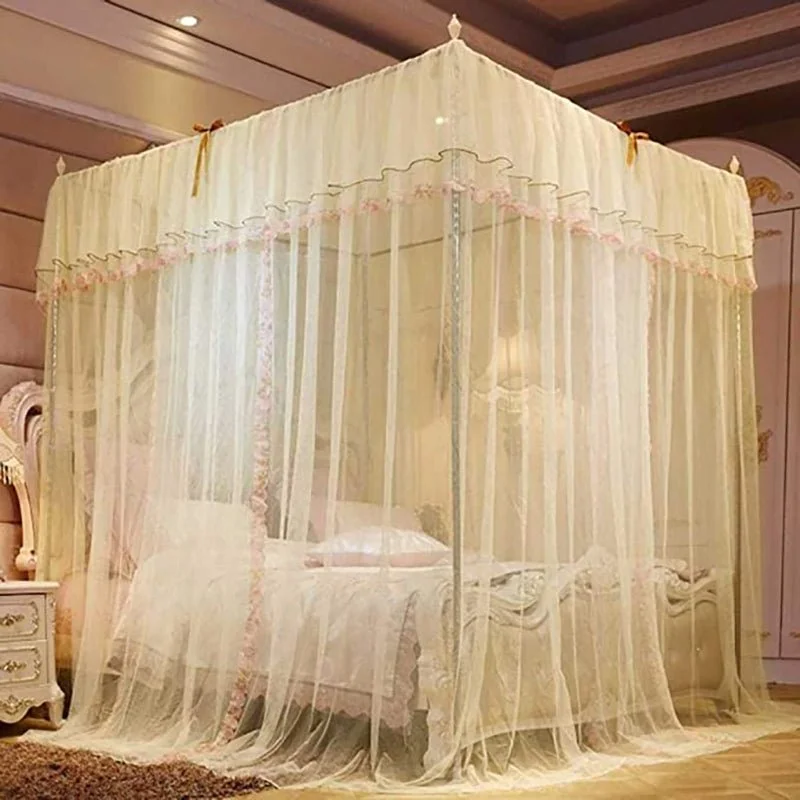 4 Corner Double Bed Canopy Bed Curtain