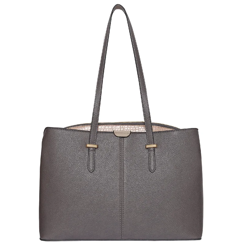 Accessorize London Women's Faux Leather Grey Kali Bag