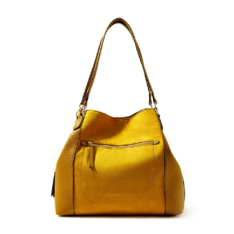 Accessorize London women's Faux Leather yellow Brooklyn Casual Shoulder bag