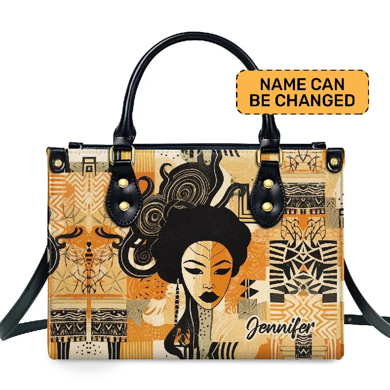 Black Origin Art - Personalized Leather Handbag STB50