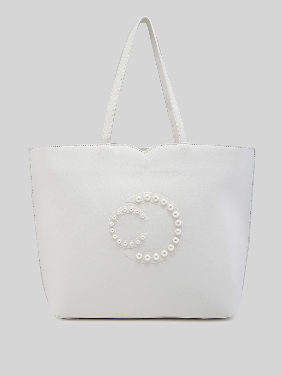 Caprese Pink Cloud Tote Medium Solid Women's Office Handbag White