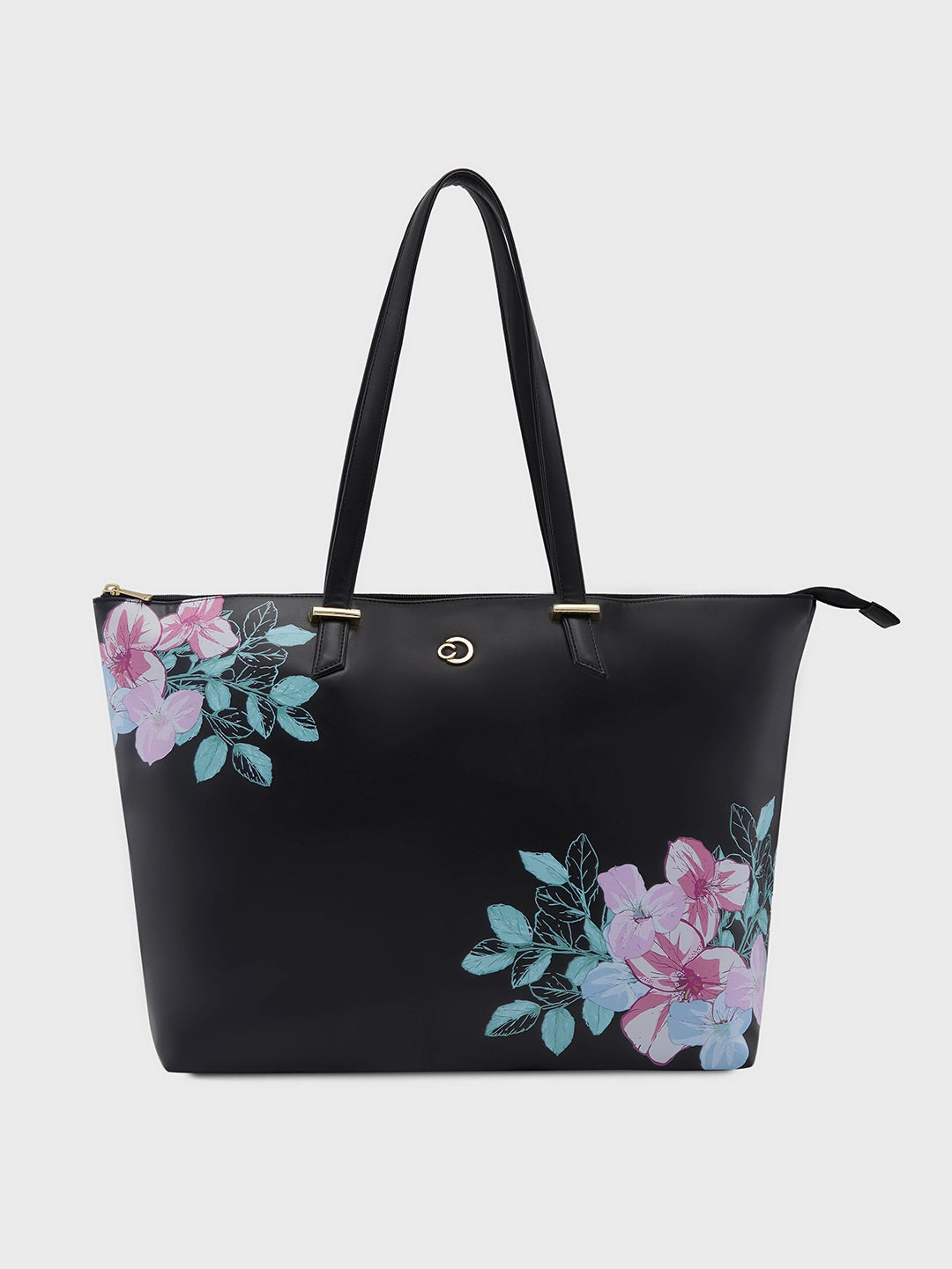 Caprese Shanaya Tote Large Printed Womens Office Handbag Black