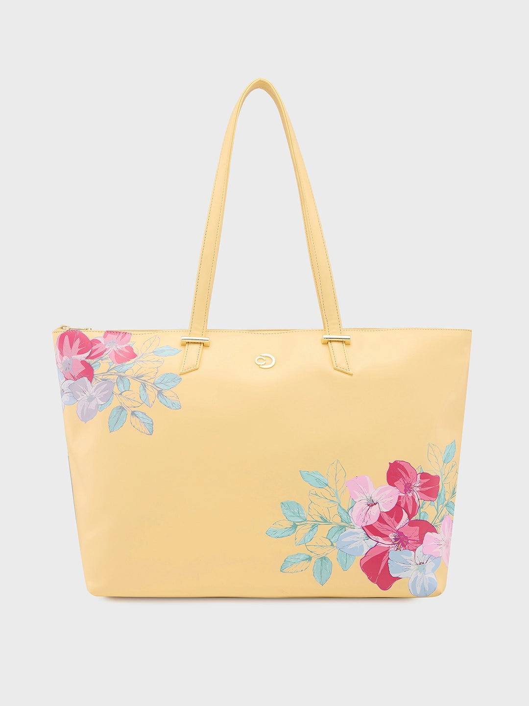 Caprese Shanaya Tote Large Printed Womens Office Handbag Yellow